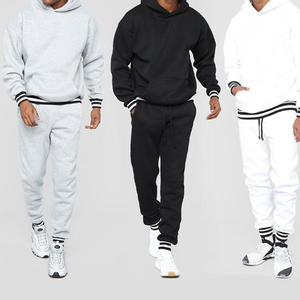 <span class=keywords><strong>En</strong></span> vente côtelé ourlet rayé à capuche survêtements vierges pour hommes - Product Image 6