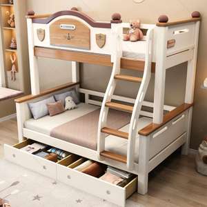 Litera de madera maciza que ahorra espacio. Una opción práctica para los dormitorios. Esta litera alta y baja cuenta con una combinación de dos pisos. - Product Image 2