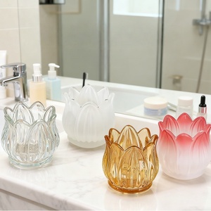 Bougie décorative en verre ambré transparent de 115 ml en forme de tulipe, style vintage, pour mariage et fête - Meilleure vente - Product Image 4