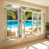 Ventana Plegable de Aluminio de Gran Vista, Ventana Panorámica sin Obstáculos para Casa de Vacaciones, Suministro del Fabricante HUACAI