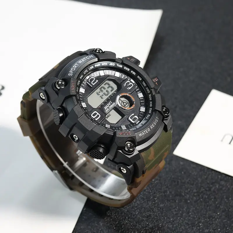 Di alta qualità 34mm orologio rotondo all'aperto orologio sportivo con Display digitale maschile nuovo tipo di cinturino