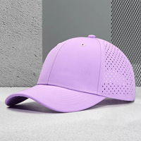 Gorra de Béisbol de 6 Paneles, 100% Poliéster, Impermeable, con Logotipo Personalizado, Perforada con Láser, Transpirable, con Protección Solar, para Primavera/Verano