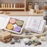 Boîte d'emballage pour savon en barre en pulpe moulée sur mesure, boîte à savon en pulpe de papier écologique