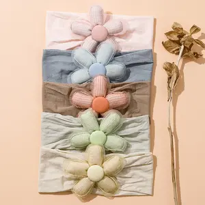 Neue Babykopfbänder elastisches Haarband Blumenkronen-Bindungen weiches dehnbares Babykopfband Tülle Blumen Oberteil Babykopfband aus Nylon