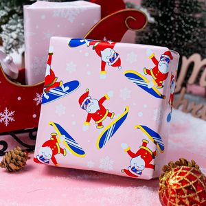 MAYPLUSS Christmas Wrapping <b>Paper</b> 17in x 33ft Skiing Santa Reversible Snowflake Gift <b>Wrap</b> Anti-Curl - Product Image 5