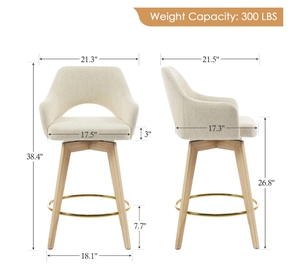 Tabourets <span class=keywords><strong>de</strong></span> <span class=keywords><strong>bar</strong></span> modernes <span class=keywords><strong>et</strong></span> bon marché en <span class=keywords><strong>beige</strong></span>, <span class=keywords><strong>tabouret</strong></span> <span class=keywords><strong>de</strong></span> <span class=keywords><strong>bar</strong></span> rembourré en lin avec dossier creux <span class=keywords><strong>et</strong></span> pieds en <span class=keywords><strong>bois</strong></span> pour cuisine, <span class=keywords><strong>bar</strong></span>, café - Product Image 6