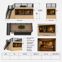 Restaurant-barbecue mobile et extensible en conteneur de 20 et 40 pieds, structure en acier galvanisé durable, maison modulaire avec espace repas sur le toit
