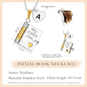 Nuevo nombre personalizado medallón hija libro Mini mensaje 26 letra inicial mi pequeña estrella libro colgante collar para regalo de hija - Product Image 6