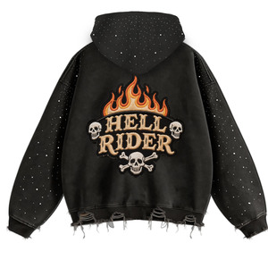 Sweat à capuche avec strass, sweat à capuche Y2k en <span class=keywords><strong>coton</strong></span> et polyester, sweat oversize - Product Image 6