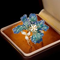 Bros Bunga Enamel Lapis Tembaga Retro, Aksesoris Bunga Peony Mewah untuk Wanita