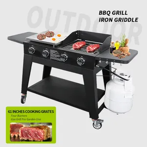 Garden Supplier Foldable Side Tables Barbecue Griddle Liquid Propane Gas Outdoor BBQ Grill