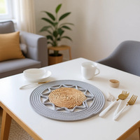 Tapis rond isolant en corde de coton tressé, dessous de verre antidérapant en paille tressée pour tasses à thé, style moderne et minimaliste pour la cuisine