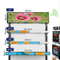 23 inci layar Bar tampilan tepi spanduk papan LCD untuk rak Supermarket layar Ultra lebar hitam/putih garansi 1 tahun 178/178
