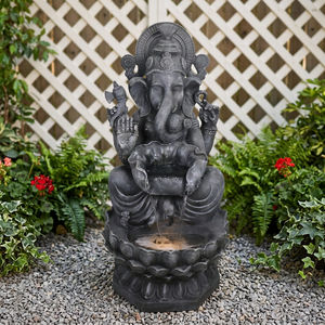 Fontaine cascade Ganesha Bouddha en résine pour intérieur/extérieur, décoration de <span class=keywords><strong>jardin</strong></span> naturelle et artificielle, relaxation, eau de <span class=keywords><strong>jardin</strong></span> - Product Image 3