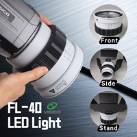 Éclairage vidéo LED COB avec boîtier en nylon résistant à la chaleur, lentille Fresnel en verre, volets en aluminium, montage Bronco, zoom 10-45x
