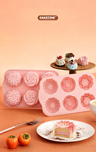 Moule à gâteau en silicone antiadhésif à 6 cavités, motif rose, de qualité alimentaire, réutilisable, mignon, magnétique, pour chocolat, bonbons et glaçons DIY - Product Image 5