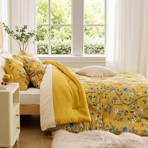 Bộ đồ giường màu vàng nữ hoàng <span class=keywords><strong>Comforter</strong></span> Bộ 3 miếng cổ điển thực vật mô hình hoa giường <span class=keywords><strong>Comforter</strong></span> Bộ Boho hay thay đổi phòng ngủ hiện đại - Product Image 2