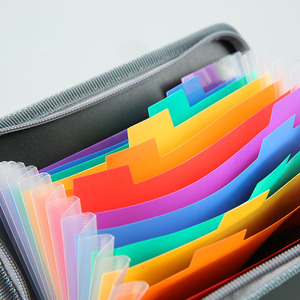 Mini Carpeta de acordeón A6, nuevo estilo, almacenamiento de billetes multicapa con cremallera recortada de arcoíris, material plástico - Product Image 4