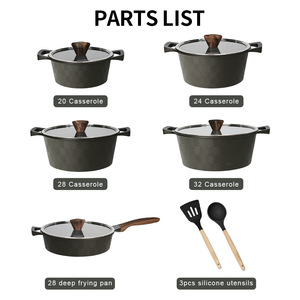 Set da Cucina Certificato Non Tossico da 15 Pezzi, Pentole Forgiate 20-32cm, Padella Profonda 28cm, Coperchi Piatti <span class=keywords><strong>TE</strong></span>, Senza PFOA, Base <span class=keywords><strong>a</strong></span> Riscaldamento Rapido - Product Image 5