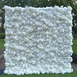 Hot Sale Rose Pink Red Good Looking Customized Size Wedding Decoration Artificial Silk Flower Wall