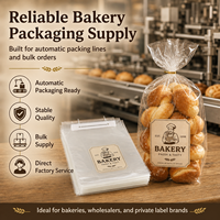 Sacs à pain en LDPE transparent de qualité alimentaire imprimés sur mesure, emballages en plastique pour pain en paine, pour boulangerie commerciale