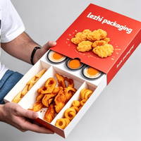 Boîte d'emballage personnalisée pour restauration rapide, boîte à poulet frit, boîte à snacks en carton avec tiroir, boîte à anneaux pour snacks