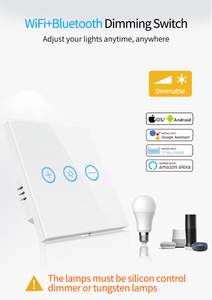 240V para Tuya Voz Controle Remoto Sem Fio Interruptor De Luz Dimmer Inteligente UE REINO UNIDO Padrão Material De Vidro WiFi Rede Interruptor De Parede - Product Image 6