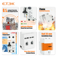 Disjoncteur différentiel électromagnétique ETEK EKL3-40M 6KA 1P+N 16-25A 30mA Type AC avec protection contre les surintensités de 10KA