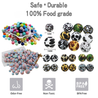 Perles rondes pour anneau de dentition en Silicone, douce, en vrac, vente en gros, 9mm/ 12mm/15mm/ 20mm, pièces