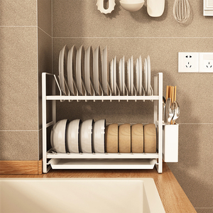 โลหะเฟอร์นิเจอร์รถไฟชั้นวางจานผู้ถือห้องครัวที่มีการระบายน้ำ - Product Image 6