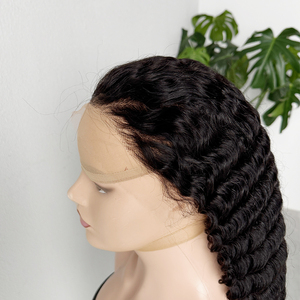 Peluca de Cabello Humano con Ondas Profundas, Color Negro Natural, Peluca con Frente de Encaje HD 13x4 13x6, Pre-Desplumada, de Alta Densidad, Cabello Rizado - Product Image 5