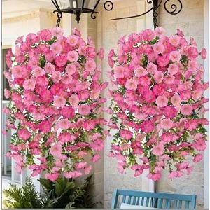 Bouquet de fleurs artificielles de pétunia 100cm-200cm en plastique pour décoration murale extérieure de jardin, style pastoral - Product Image 1