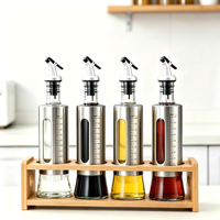 Bouteille en verre graduée avec couvercles, grande capacité, pour la cuisine domestique, pot de contrôle d'huile pour vinaigre et vin