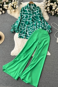 Plus Size Fall Casual Loose 2 Piece Set For Women Top And Printed Pants Set American <strong>Clothing</strong> Wholesale - Product Image 6