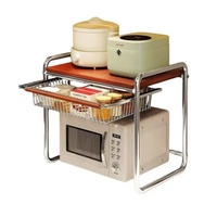 Étagère de rangement multifonctionnelle à double couche en métal de style antique pour four à micro-ondes et cuiseur à riz, utilisation en cuisine