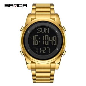 Reloj Deportivo Sanda 6160 para Hombre, Doble Pantalla, Dorado, Estilo Redondo, LED Digital, Resistente al Agua, Reloj Masculino de Lujo - Product Image 4