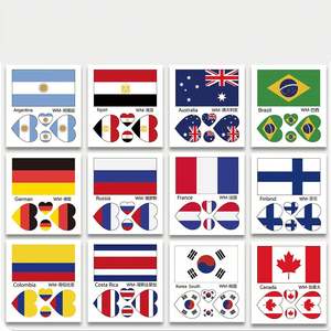 Tatuaje Facial Temporal Impermeable No Tóxico - Pegatina Personalizada con Bandera de País para Aficionados al Deporte y Animadores - Product Image 3