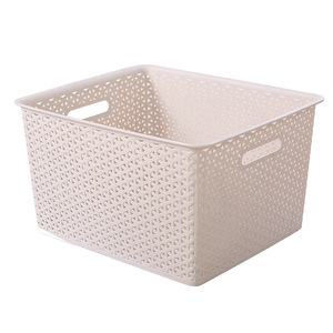 Storage Basket Rectangle With Handle Off White Brown White 9009 For Home Organization - Product Image 5