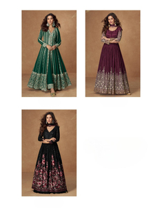 Traje anarkali de seda chinnon de diseñador Premium completamente cosido con bordado pesado perfecto para la temporada de bodas - Product Image 6