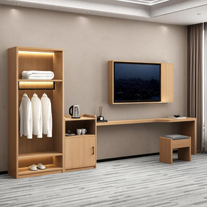 Juego de Muebles de Dormitorio para Hotel u Hostal, Estilo Contemporáneo, Cama Individual, Armario, Escritorio, Banco - Product Image 2