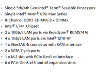 Motherboard Server ATX MS03-6L0 dengan Satu Prosesor Intel C741 LGA 4677 (Socket E), Mendukung DDR5