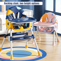 Chaise haute à bascule pour bébé, multifonctionnelle, pliable, réglable en hauteur, avec plateau pour l'alimentation du bébé