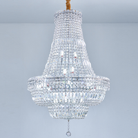 Plafonnier led suspendu en cristal chromé et doré, design classique, produit de luxe, idéal pour un mariage, un hôtel, ou des escaliers