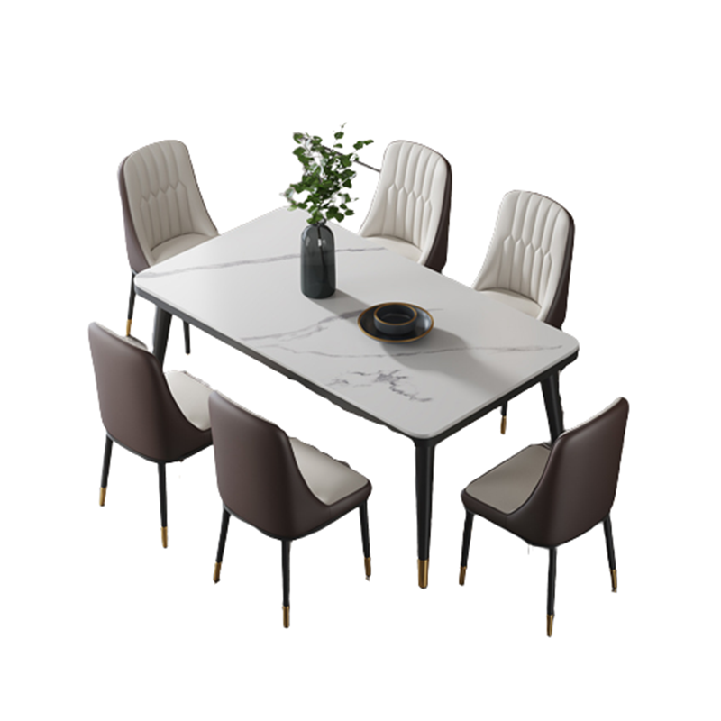 Nórdicos roca pizarra mesa de comedor superior de pequeño apartamento de mesa y silla conjunto moderno rectangular rock Placa de mesa de comedor de 4-6 personas