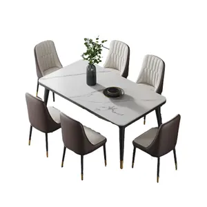 נורדי רוק למעלה צפחה אוכל שולחן קטן דירה שולחן וכיסא סט מודרני מלבני רוק צלחת אוכל שולחן 4-6 אנשים