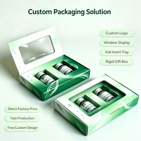 Kotak Kemasan Vial Pep Kustom dengan Jendela Foil Emas Kemasan Wadah Pep Mewah untuk Vial Ampul Serum Kecantikan