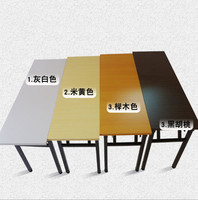 Table pliante d'extérieur moderne en fer, légère, empilable, résistante aux UV, en MDF, pour hôtels et hôpitaux