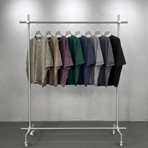 T-shirt ample à manches courtes de haute qualité, effet vieilli, délavage flocon de neige, style vintage, basique, personnalisé, surdimensionné, décontracté, en maille longue - Product Image 5