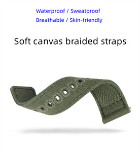 Bracelets en tissu de coton à libération rapide 18mm 20mm 22mm, en toile et nylon, pour Samsung Galaxy Watch, Garmin, <span class=keywords><strong>Huawei</strong></span> - Product Image 4