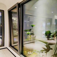 Puertas Corredizas Modernas de Acero Inoxidable Leaprad, Barras de Seguridad de Aleación de Aluminio, Ventanas de Doble Cristal Resistentes al Fuego